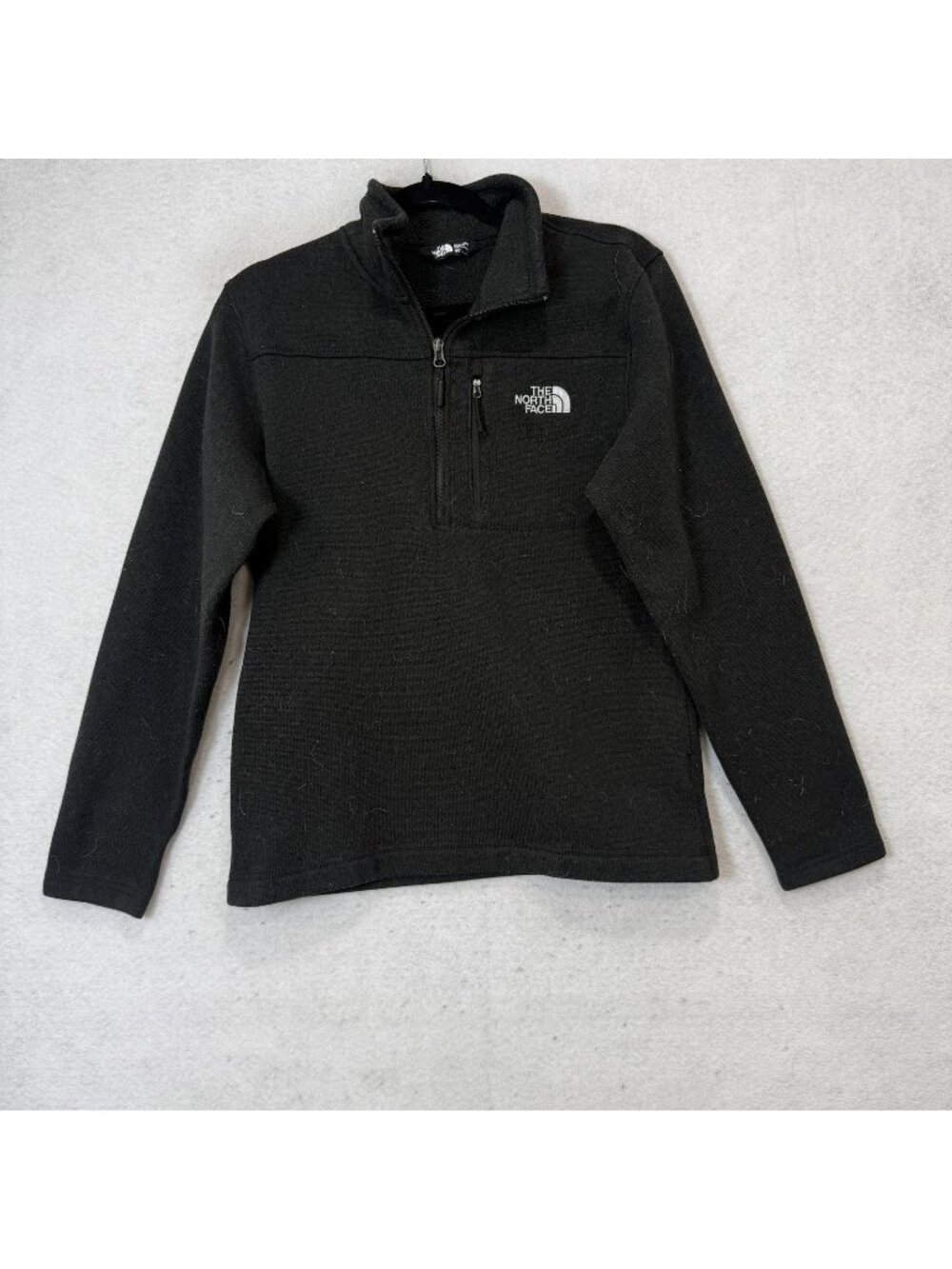 The North Face Pullover Mens Medium Black Fleece 1/4 Zip Chest Pocket Hiking